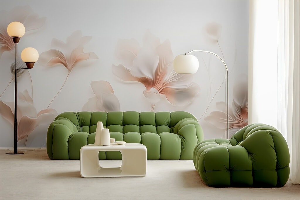 Flores crema sobre tallos — interior 1