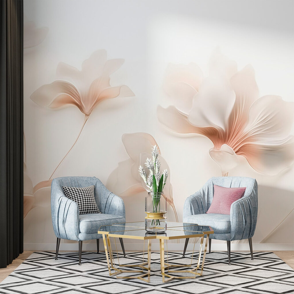 Flores crema sobre tallos — interior 2