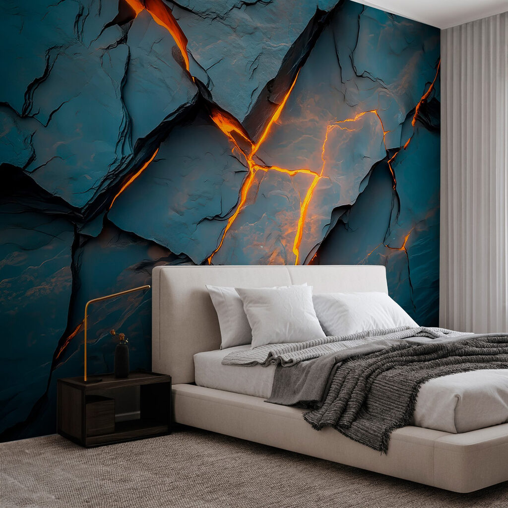 Brillo naranja entre grietas — interior 1