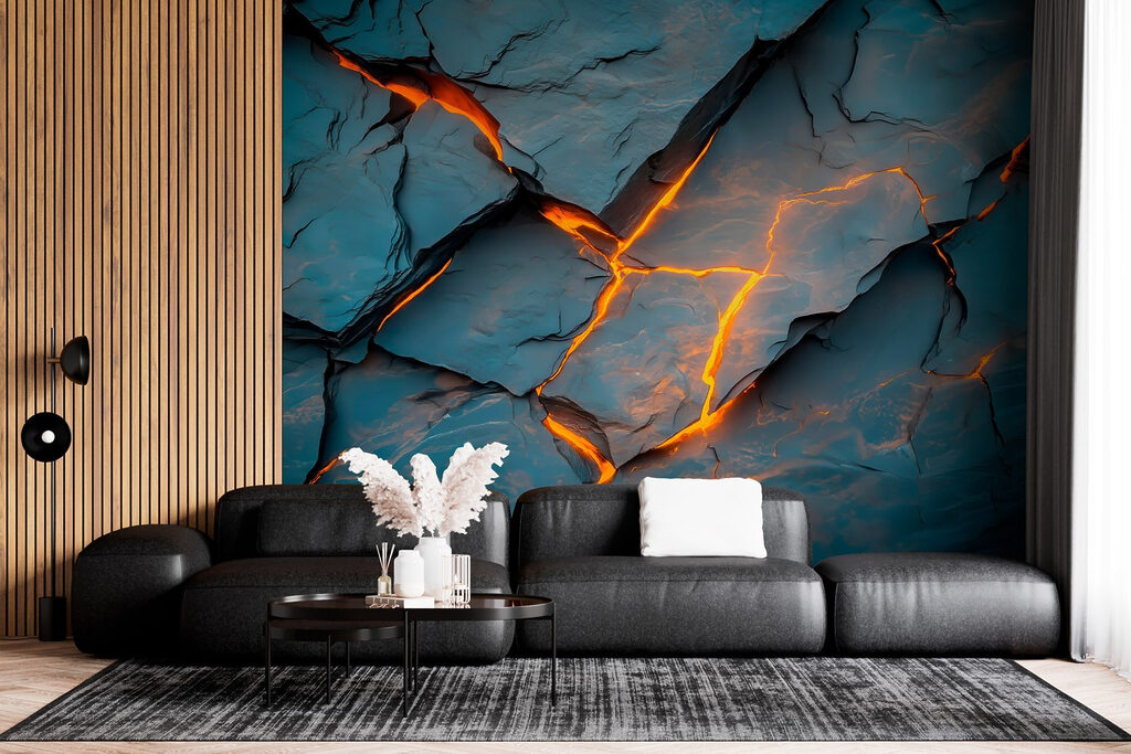 Brillo naranja entre grietas — interior 2