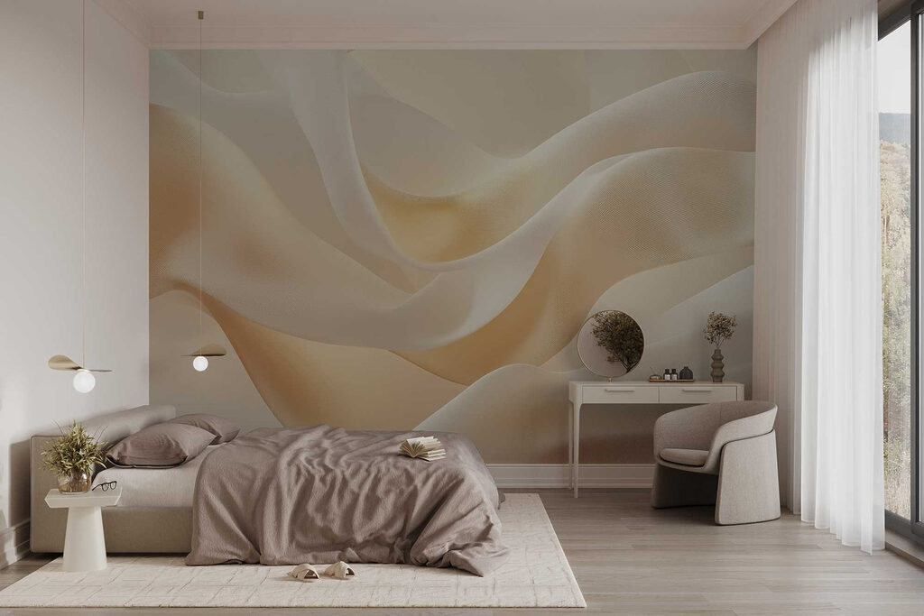 Pliegues color crema en un interior