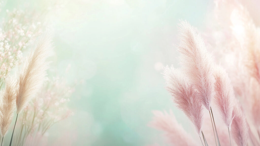 Plumas rosas sobre verde — diseño completo