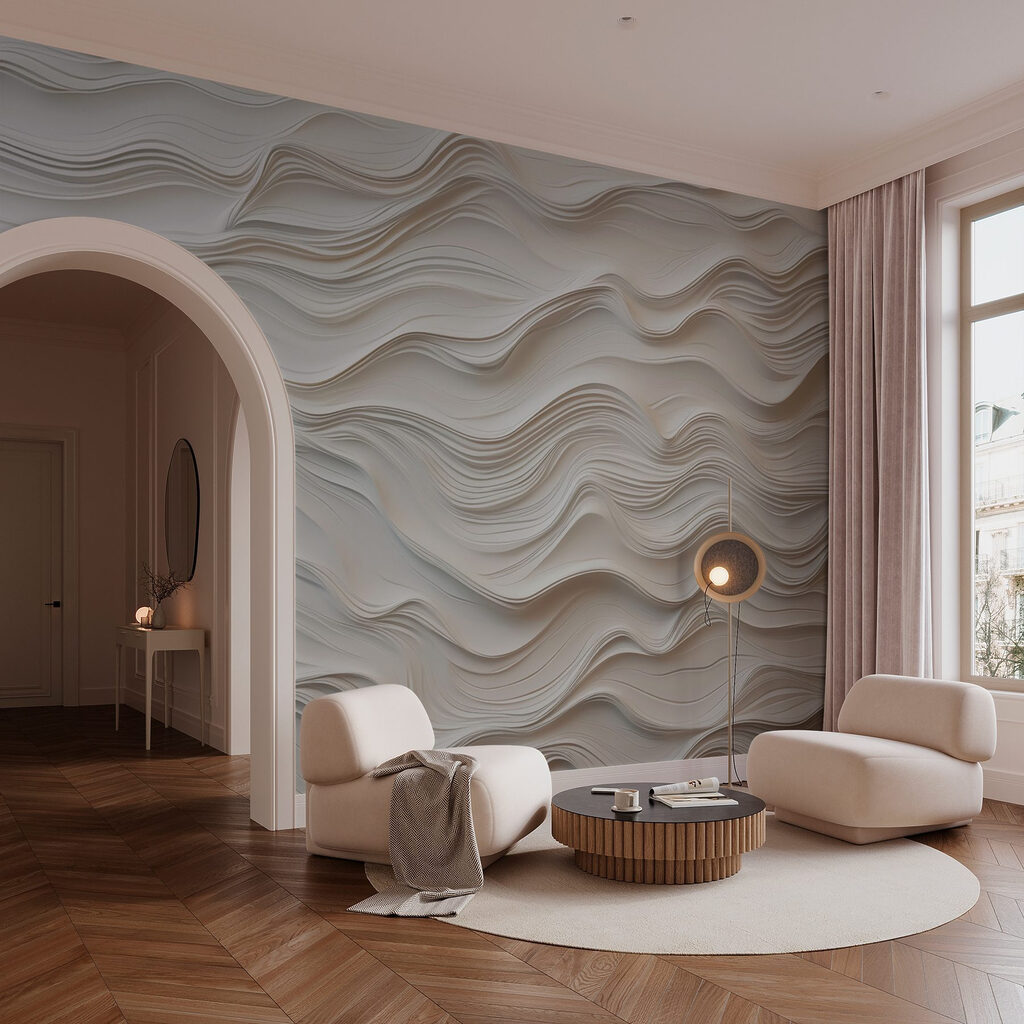 Ondas de líneas blancas en un interior