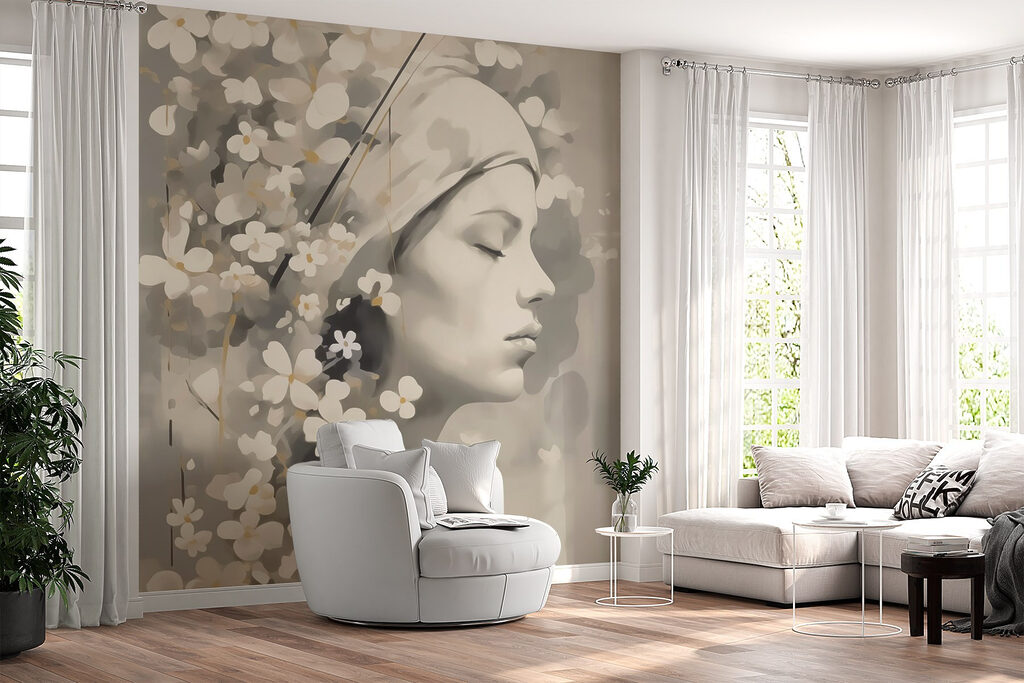 Perfil femenino entre flores — interior 2
