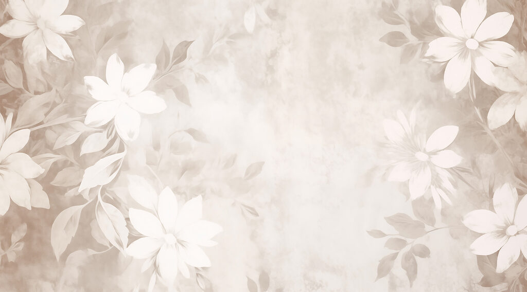 Flores blancas sobre beige — diseño completo
