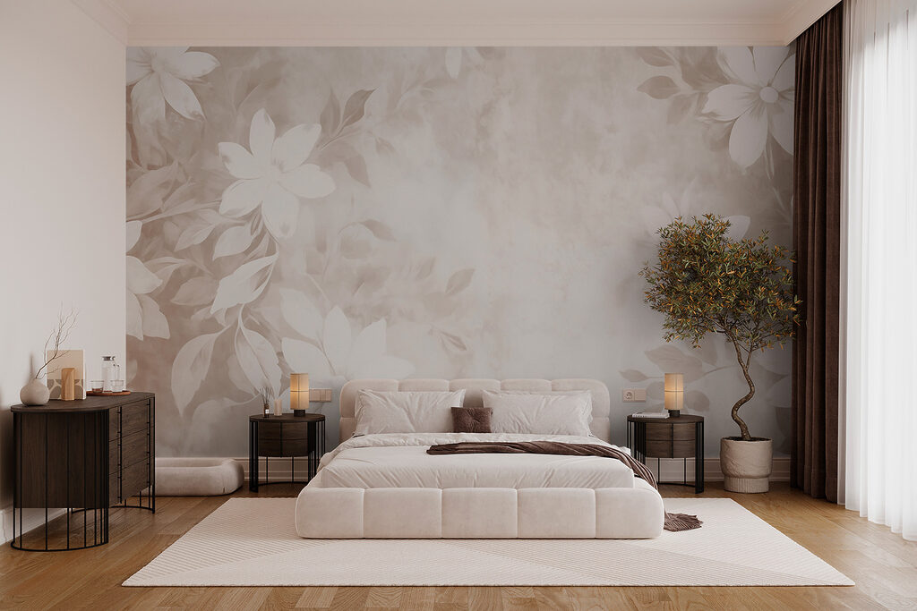 Flores blancas sobre beige — interior 1