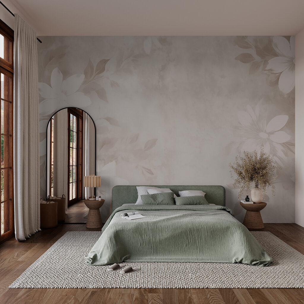 Flores blancas sobre beige — interior 2