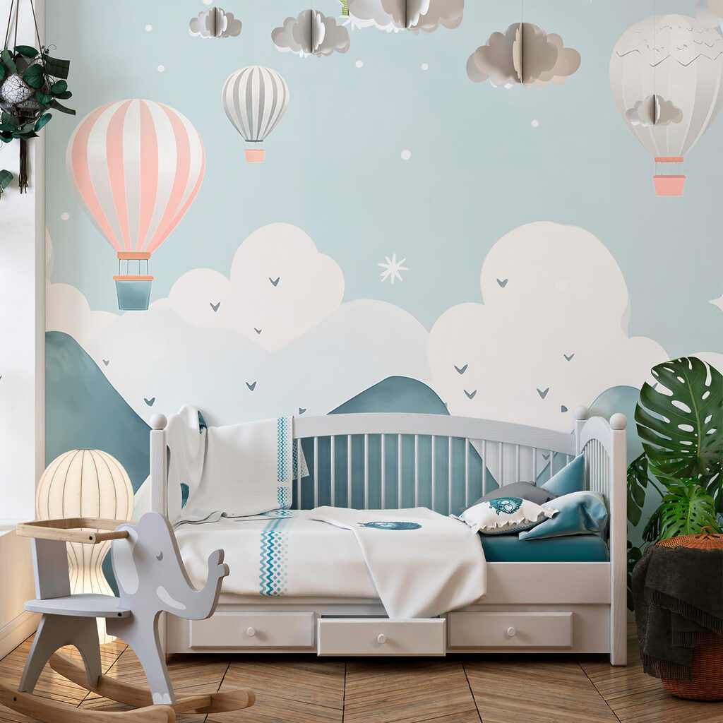 Globos sobre montañas azules — interior 2