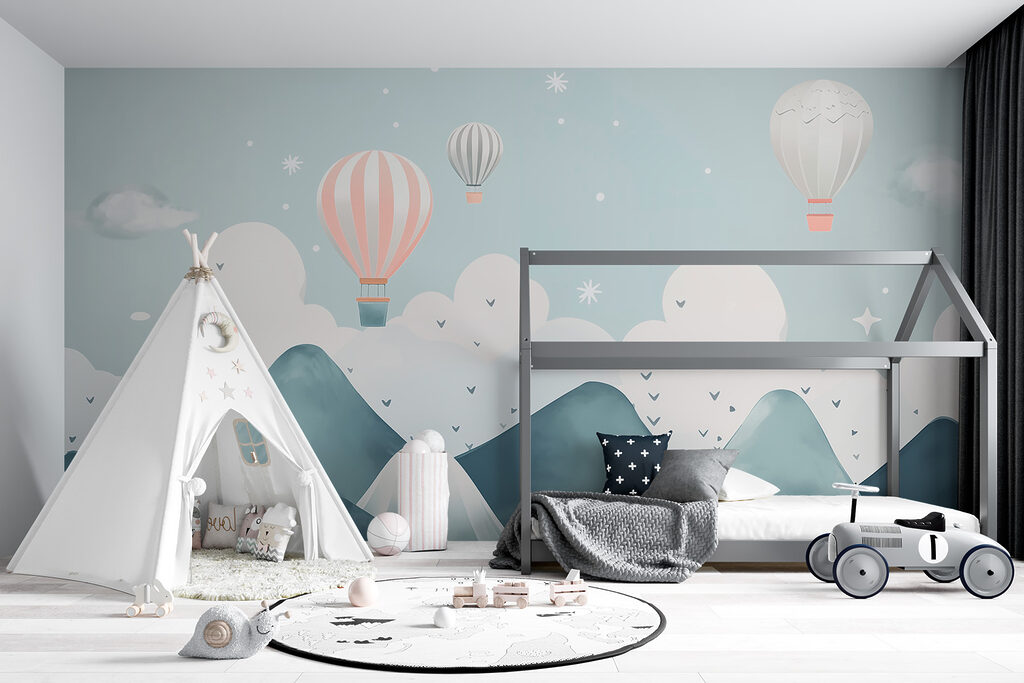 Globos sobre montañas azules — interior 3