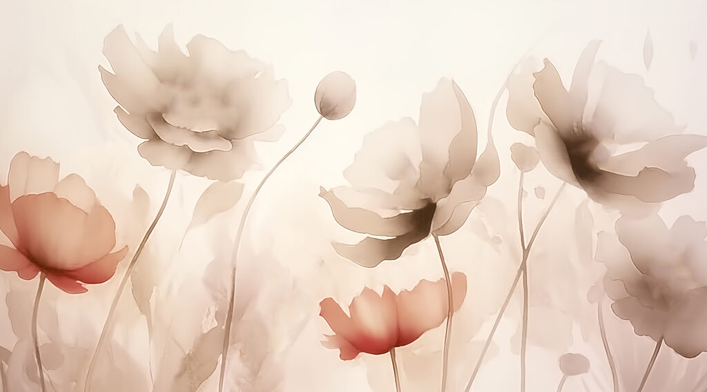 Flores suaves en terracota — diseño completo