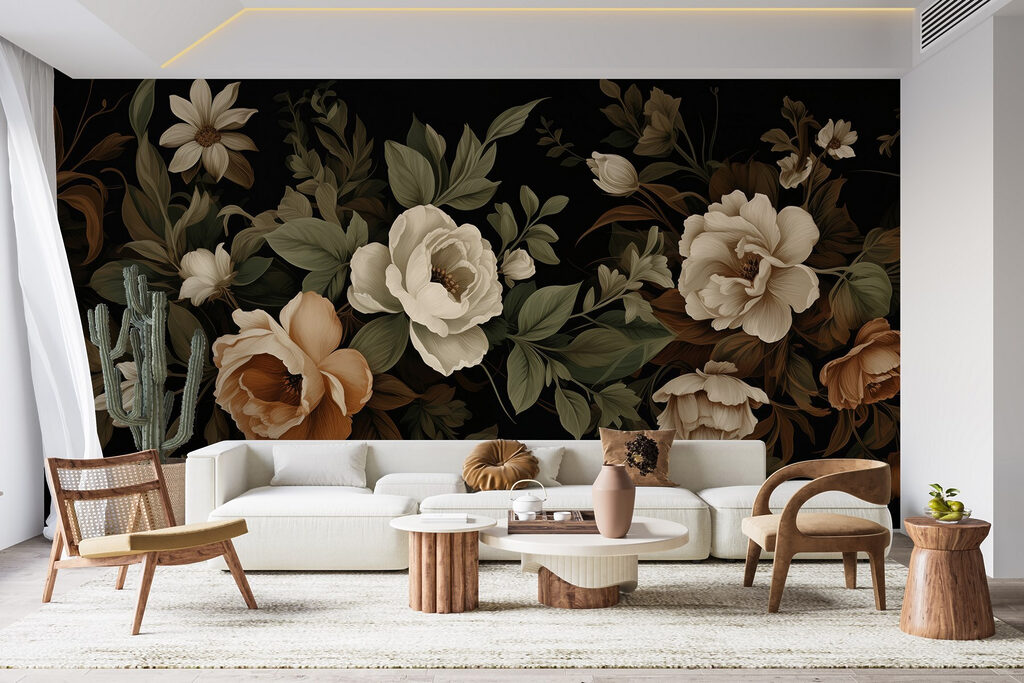 Flores envejecidas sobre negro — interior 2
