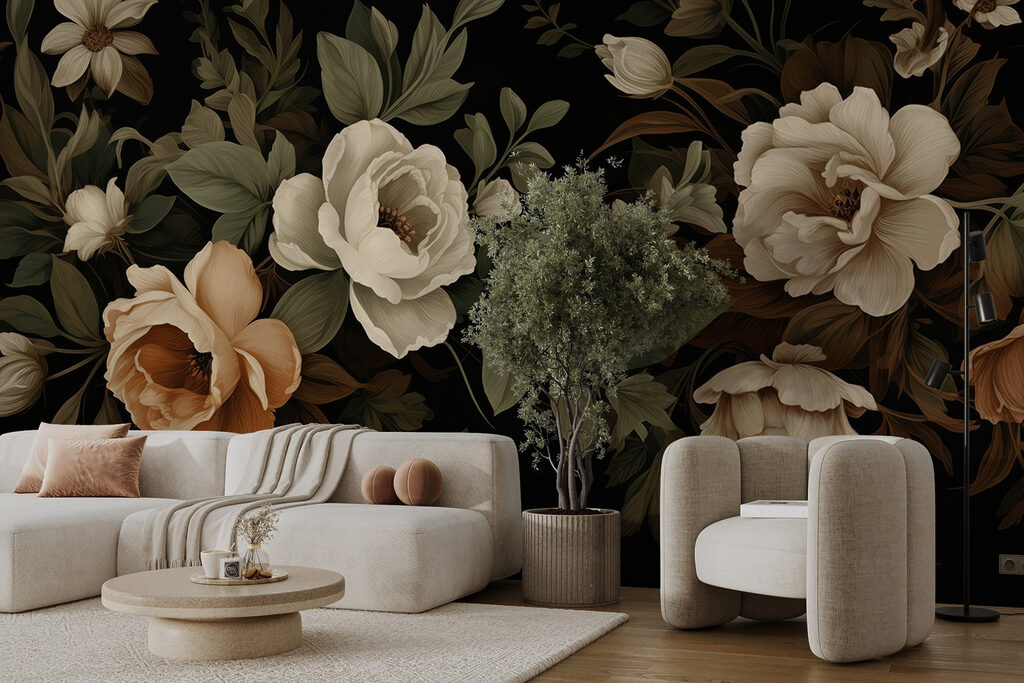 Flores envejecidas sobre negro — interior 3