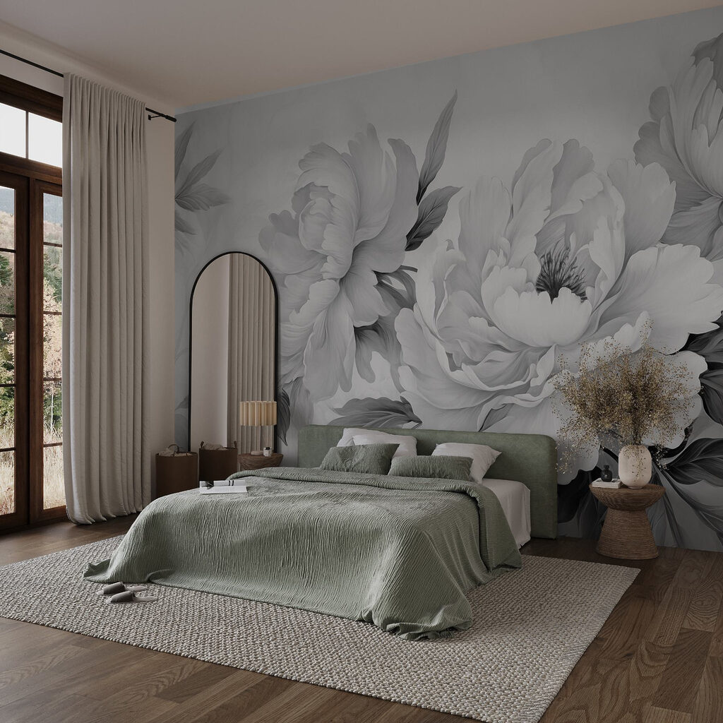 Peonías con hojas — interior 1