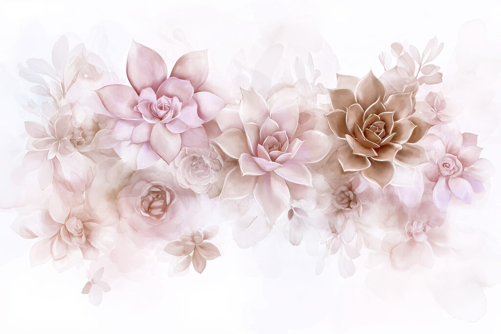 Flores rosas en rosetas — diseño completo