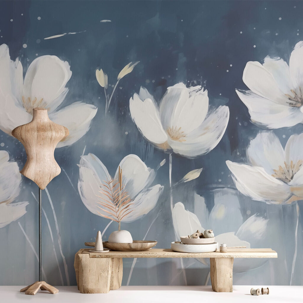 Flores blancas, azul noche — interior 2