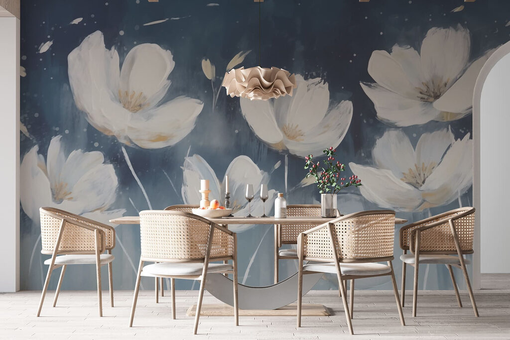 Flores blancas, azul noche — interior 3