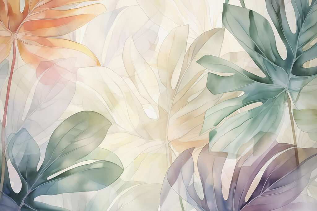 Hojas tropicales pastel — diseño completo