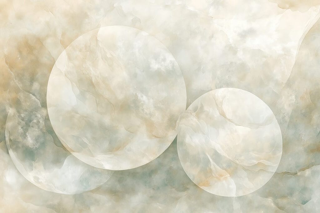 Círculos luminosos en neblina — diseño completo