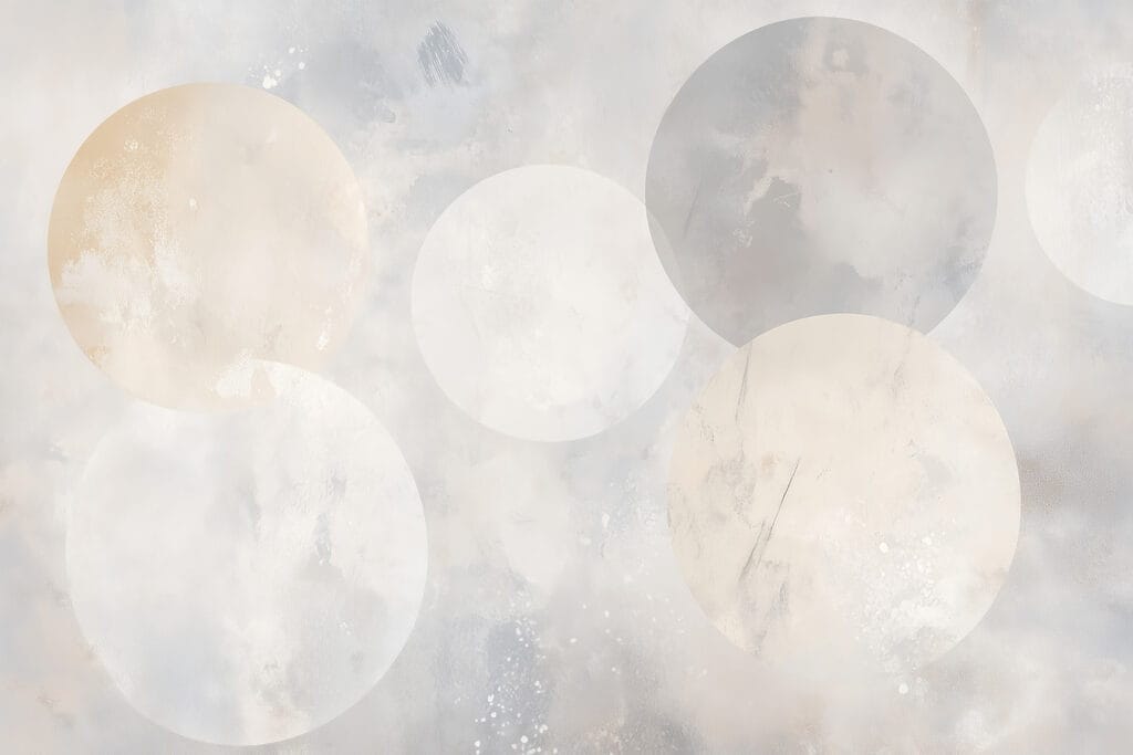 Círculos suaves sobre gris — diseño completo
