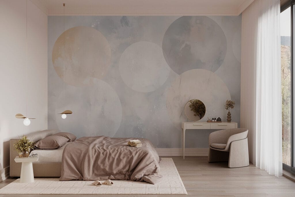 Círculos suaves sobre gris — interior 1