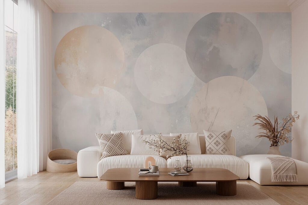 Círculos suaves sobre gris — interior 3