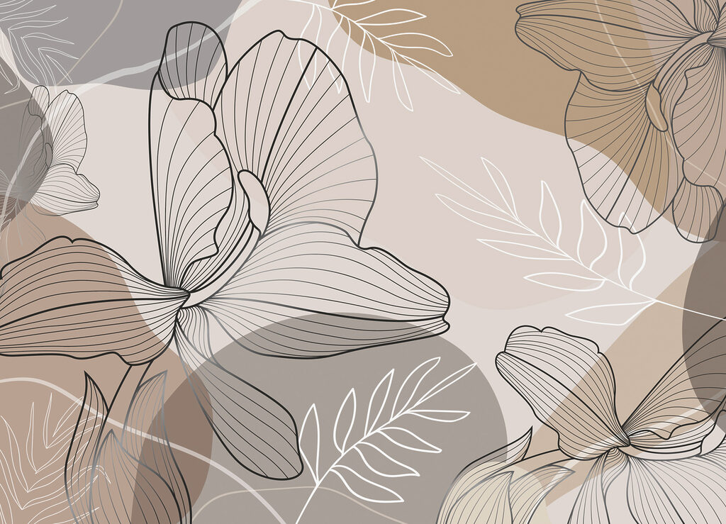 Contornos florales en topo — diseño completo