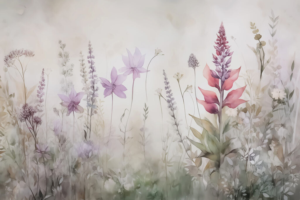Flores rosas de prado — diseño completo