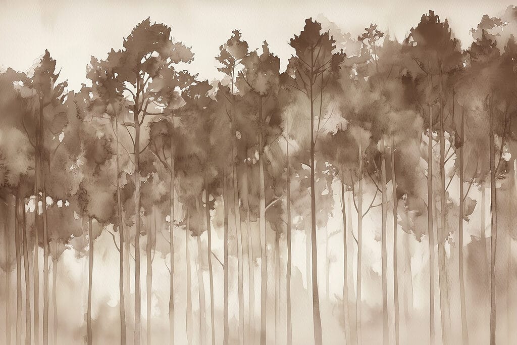 Bosque en pinceladas sueltas — diseño completo