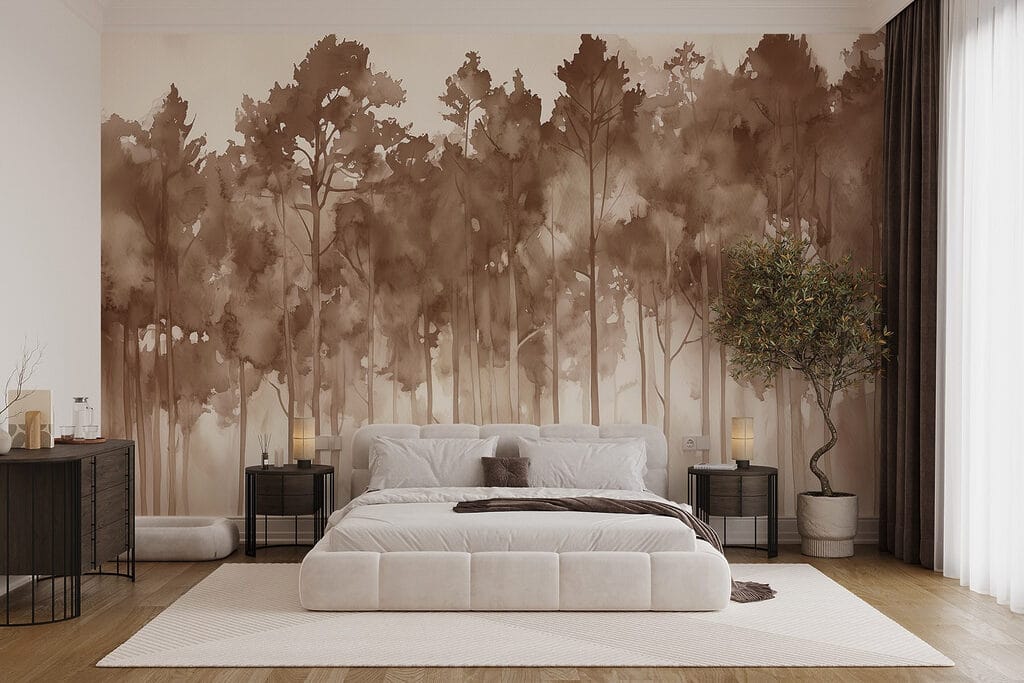 Bosque en pinceladas sueltas en un interior