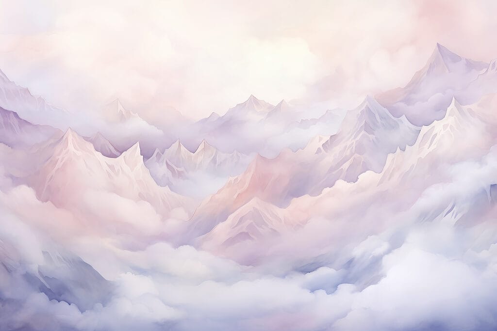 Montañas sobre nubes — diseño completo
