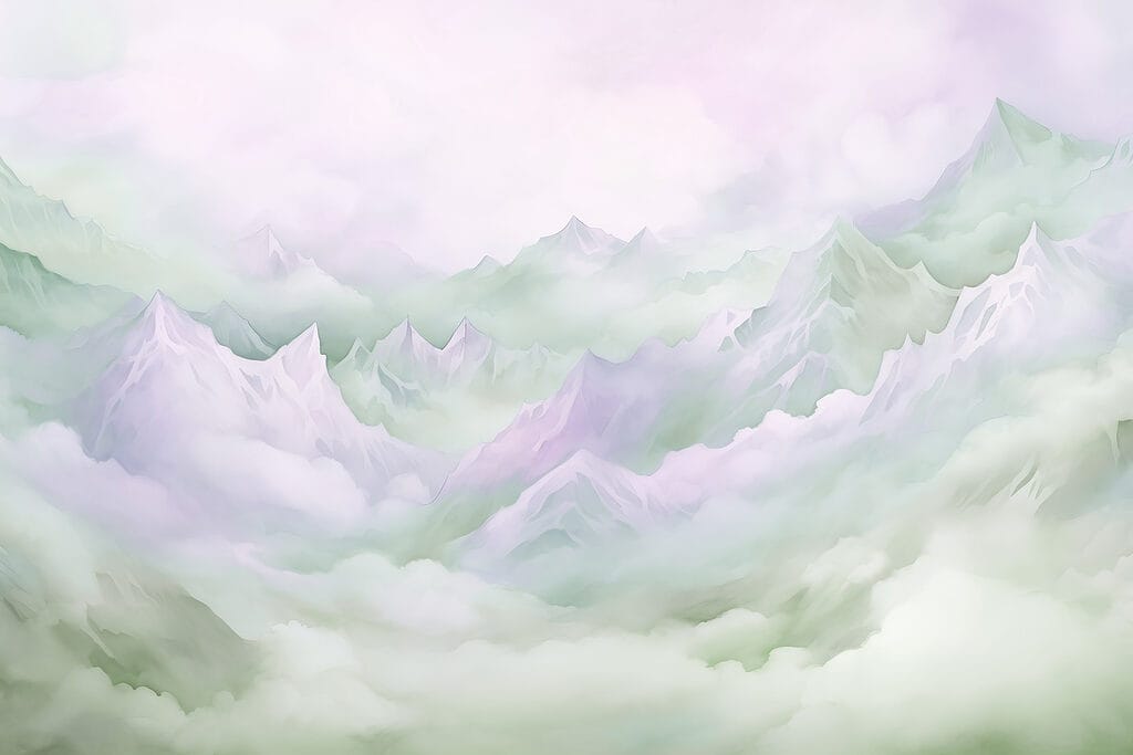 Montañas sobre nubes — diseño completo