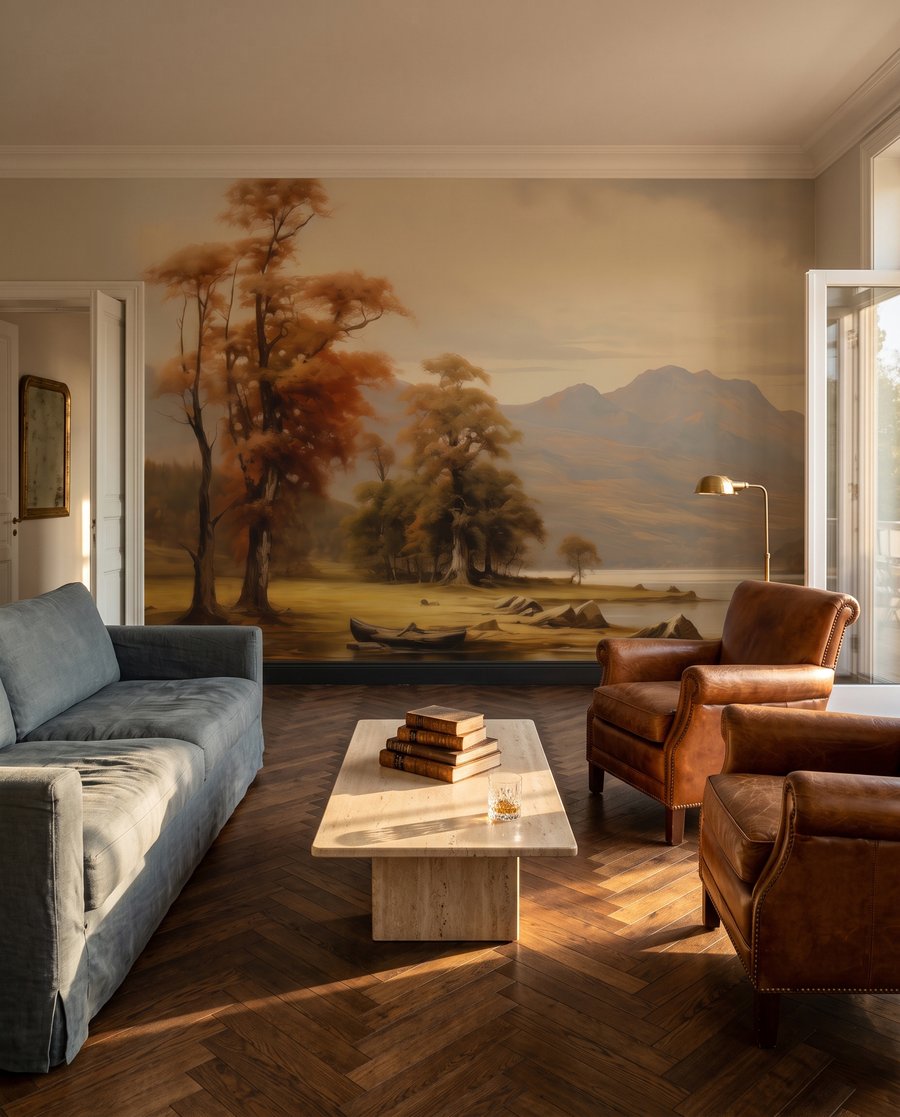 Lago otoñal con barcas — interior 3