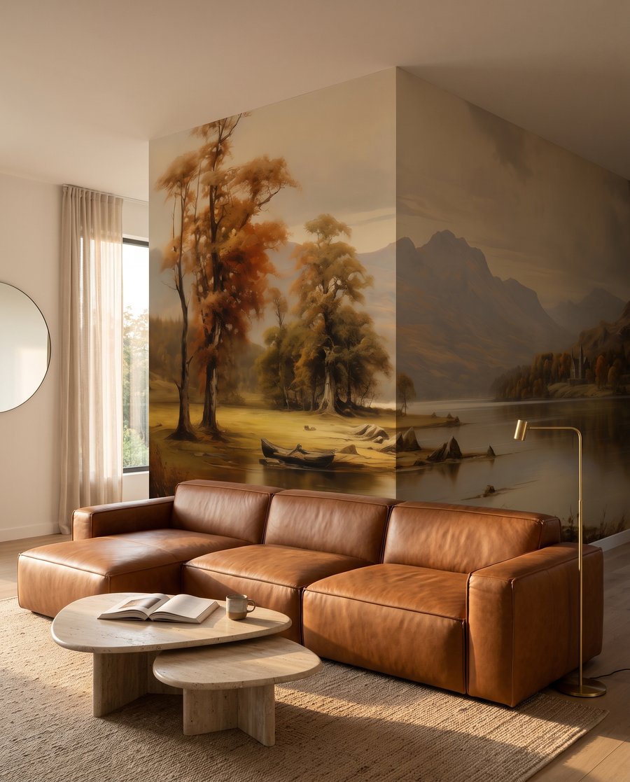 Lago otoñal con barcas — interior 4