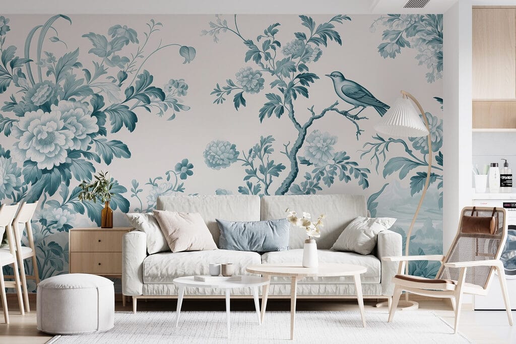Pájaros azules entre flores — interior 3
