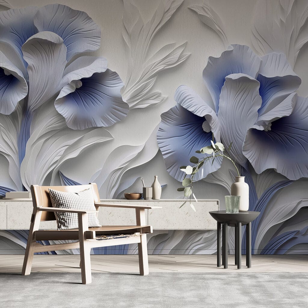 Flores azules en relieve — interior 1