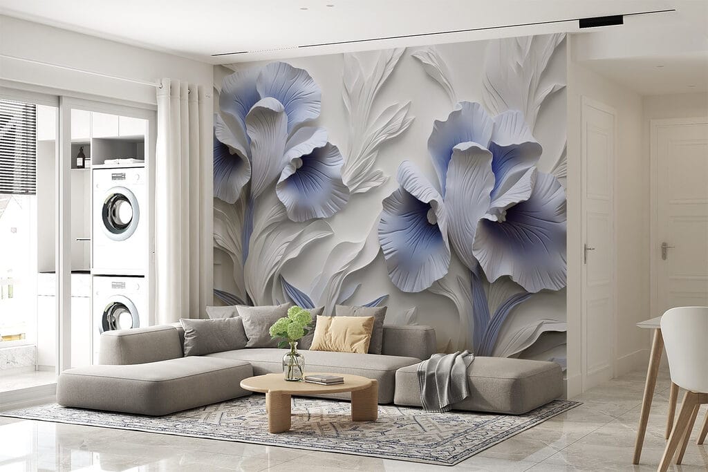 Flores azules en relieve — interior 2