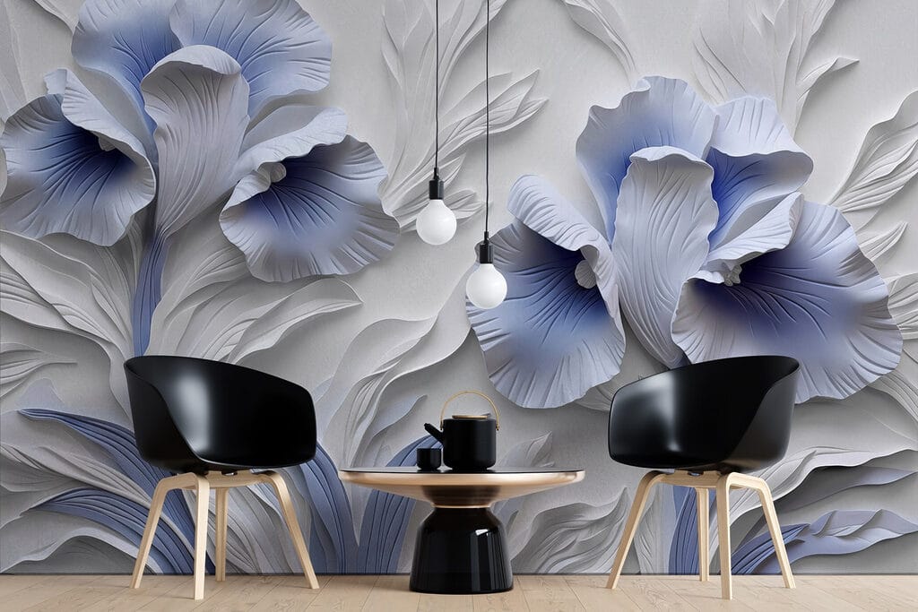 Flores azules en relieve — interior 3