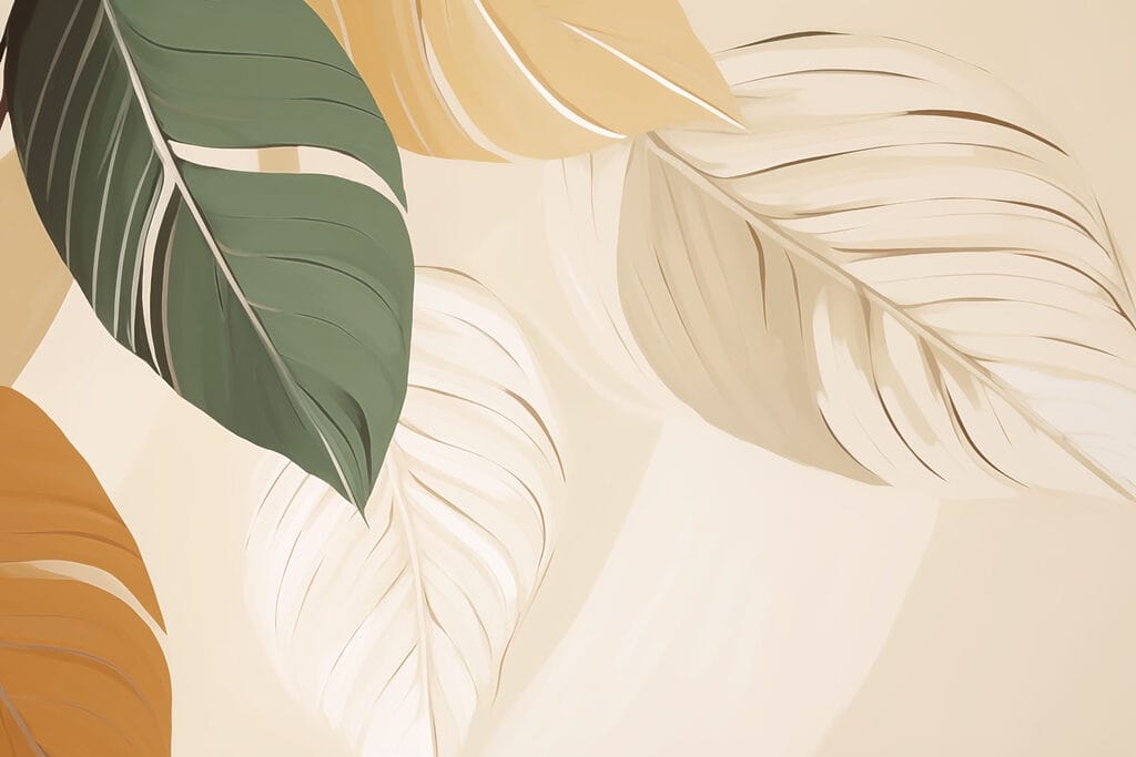 Hojas grandes en ocre — diseño completo