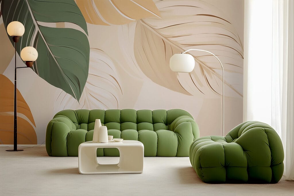 Hojas grandes en ocre — interior 2