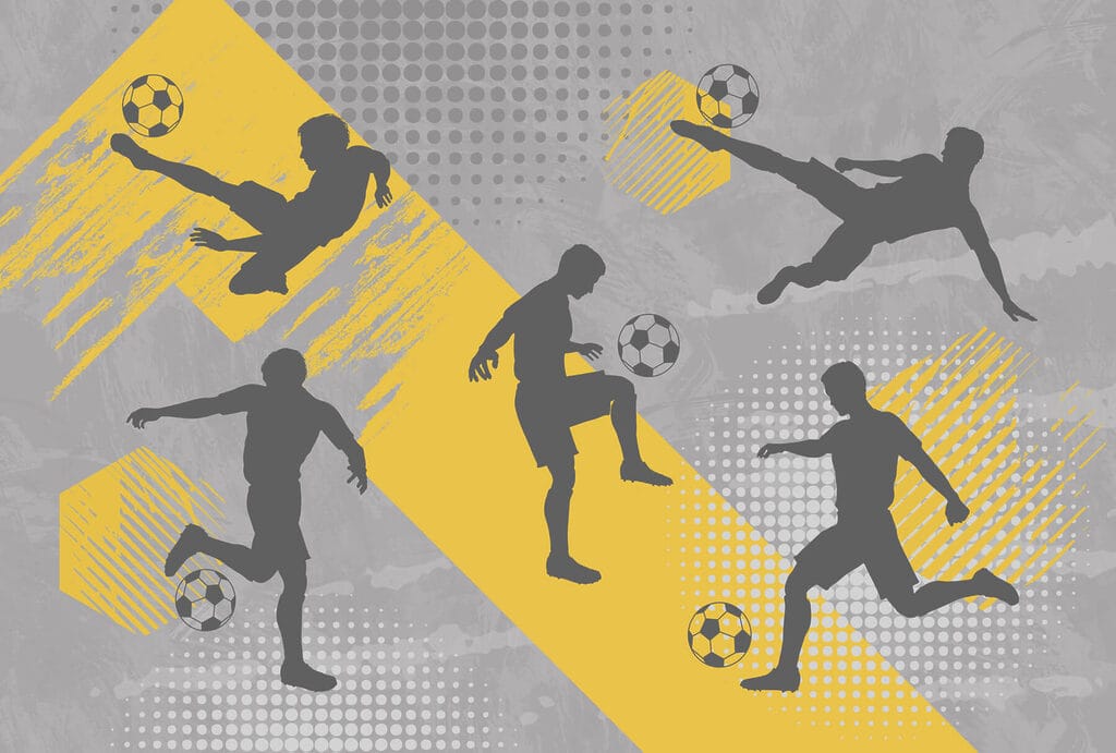 Futbolistas en movimiento — diseño completo