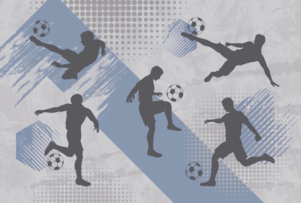 Futbolistas en movimiento — diseño completo