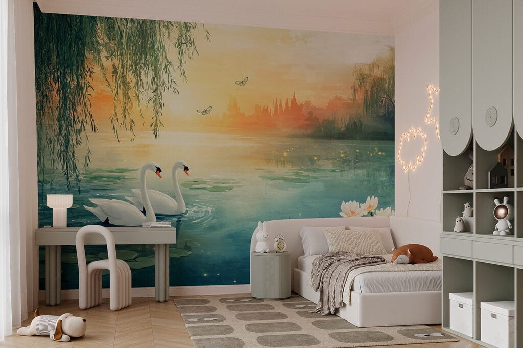 Cisnes al atardecer dorado — interior 5