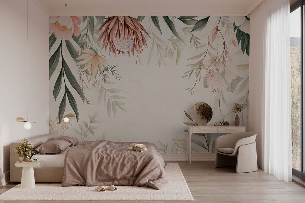 Flores colgantes en blanco — interior 2