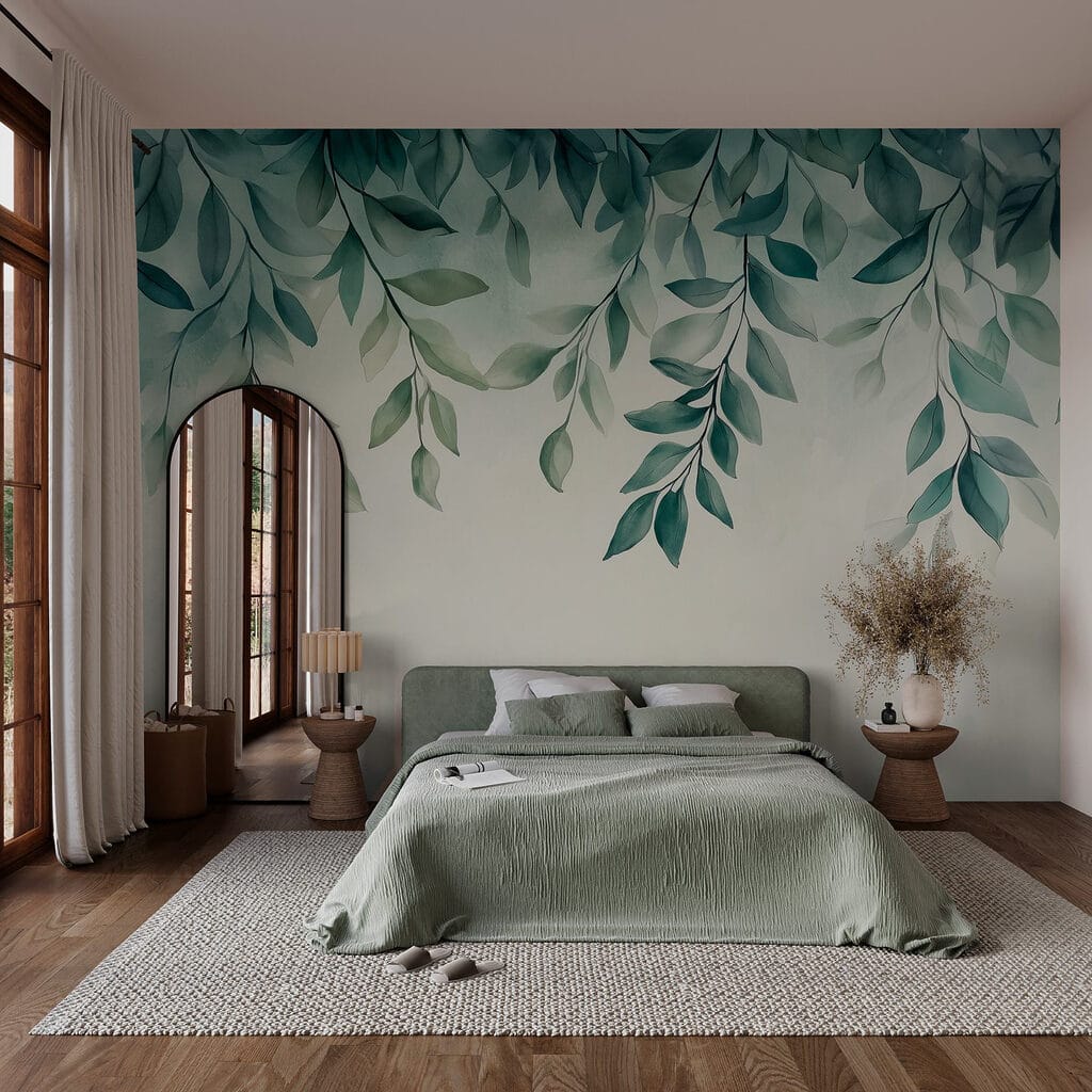 Guirnaldas verdes sobre claro — interior 2