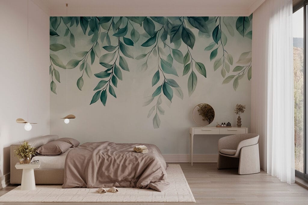 Guirnaldas verdes sobre claro — interior 3