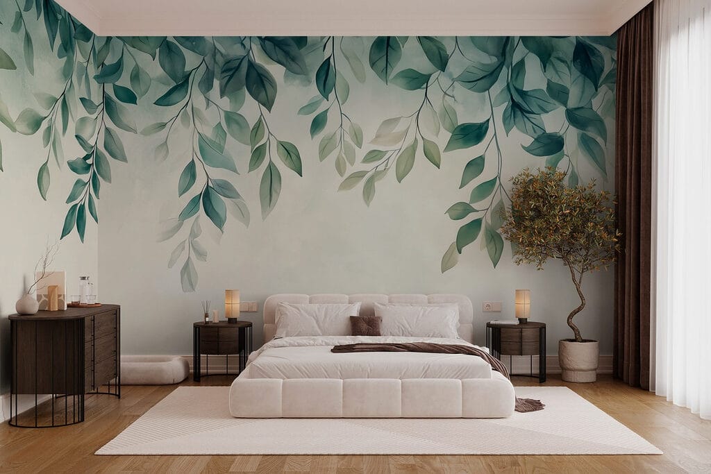 Guirnaldas verdes sobre claro — interior 4