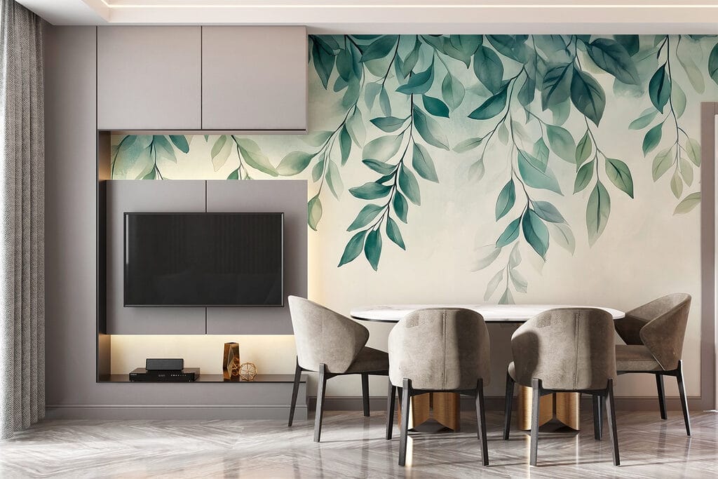 Guirnaldas verdes sobre claro — interior 5