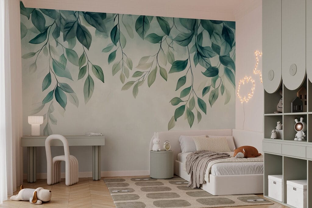 Guirnaldas verdes sobre claro — interior 6
