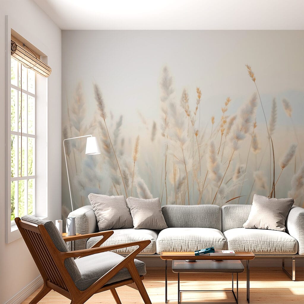 Hierbas sobre azul suave en un interior