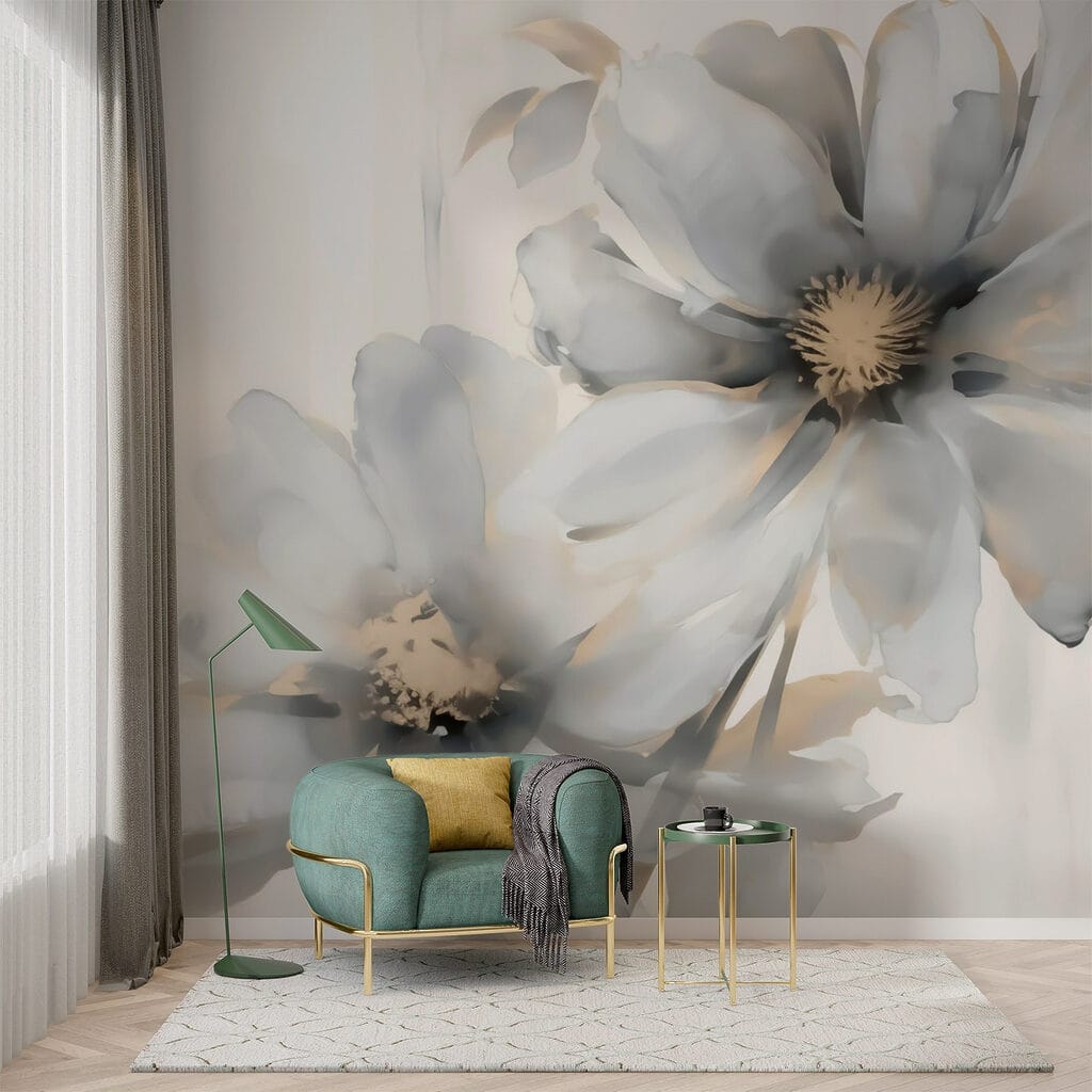 Flores blancas sobre pintura — interior 2